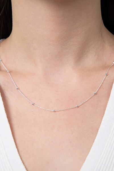 Elika Silver Kadın Top Zincir Model 925 Ayar Gümüş Kolye