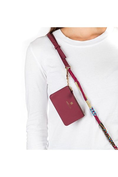 Happy-Nes Claret Red Women's Handmade Strap Real Leather Mini Wallet