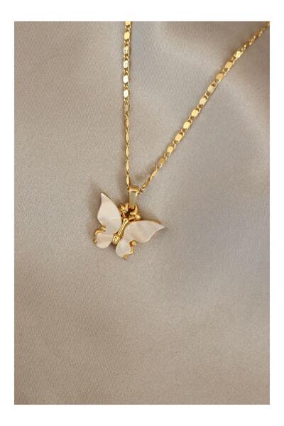 Generic Brand Women's Pearlescent Cream Color Butterfly Necklace