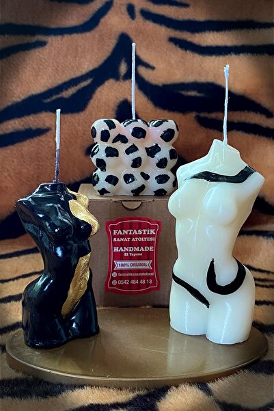 FANTASTİK SANAT ATÖLYESİ Venüs Kadın Altın Varaklı Vücut Mum (10 Cm) - Büyük ...