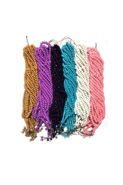 İslam Yayın Hediyelik 99 Pieces Plastic Crystal Prayer Beads - 8 Mm Hajj and Umrah Detailed, 10 Decks