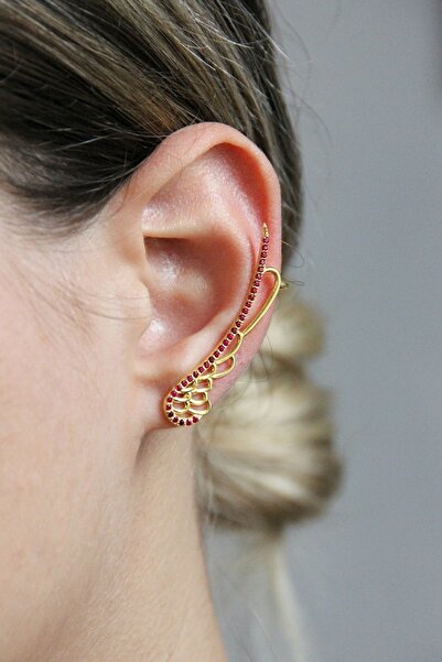 Argentum Concept Altın Kaplamalı 925 Ayar Gümüş Melek Kanadı Küpe - K019001