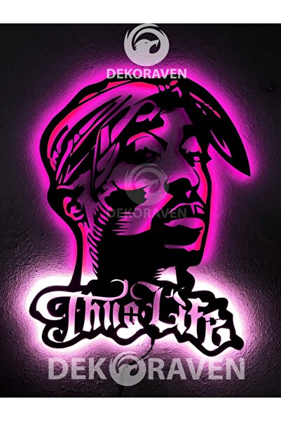 dekoraven Tupac Shakur Thug Life Led Işıklı Tablo