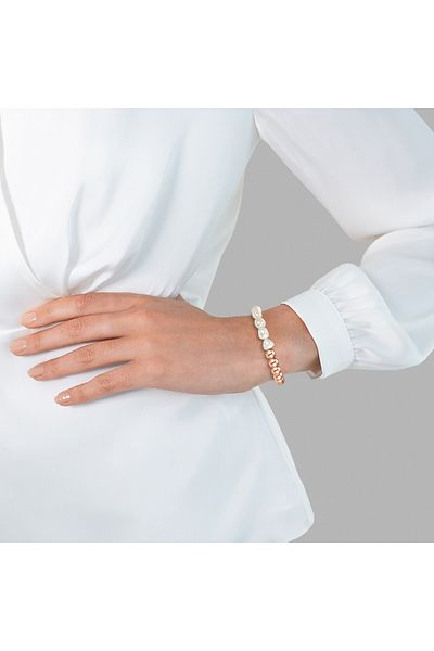 Lulu & Jane Perlenarmband Armband roségold Süßwasser-Zuchtperle weiß