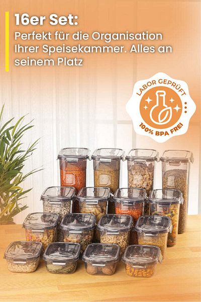 Viwares Airtight storage containers with lids | 16-piece storage container set