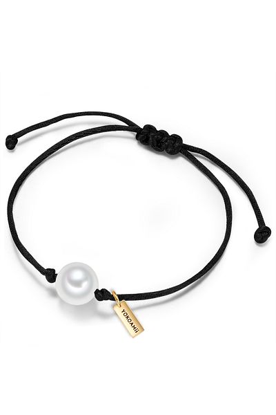YOKOAMİİ Modeschmuckarmband Armband Textil (schwarz) Muschelkernperle weiß