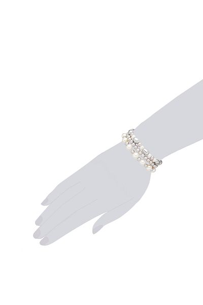Valero Pearls Perlenarmband 3er Set Armbänder Süßwasser-Zuchtperle weiß grau
