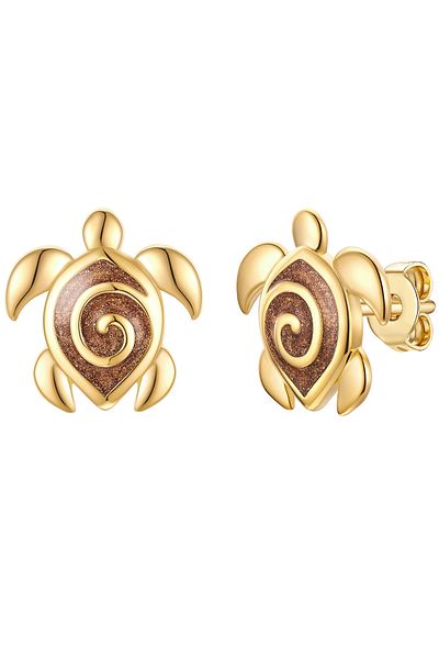 Rafaela Donata Silberohrstecker Ohrstecker Sterling Silber gelbgold Emaille braun