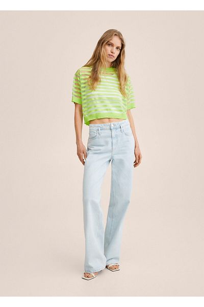 MANGO Woman Limettengrüner Pullover für Damen