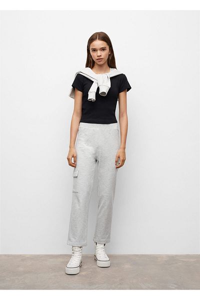 MANGO Kids Girl's Light Gray Trousers