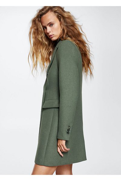 MANGO Woman Palton de damă de culoare kaki