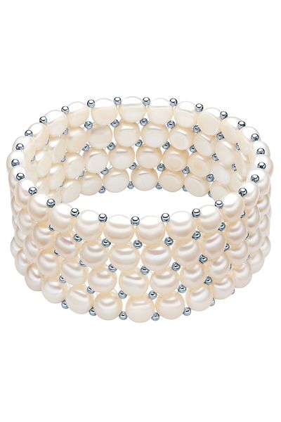 Valero Pearls Perlenkol bandı Kol Bandı Sterling Silber Süßwasser-Zuchtperle weiß