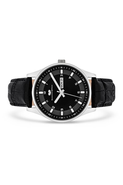 Rhodenwald & Söhne Quarzuhr Herren Quarzuhr silber Echtleder schwarz