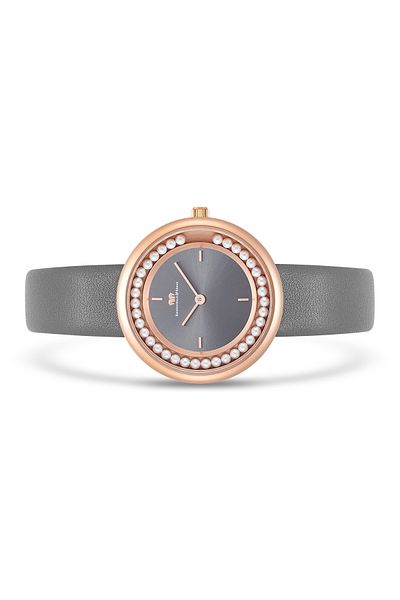 Rhodenwald & Söhne Quarzuhr Damen Quarzuhr roségold Echtleder grau