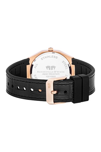Rhodenwald & Söhne Quarzuhr Herren Quarzuhr roségold Echtleder/Silikon schwarz