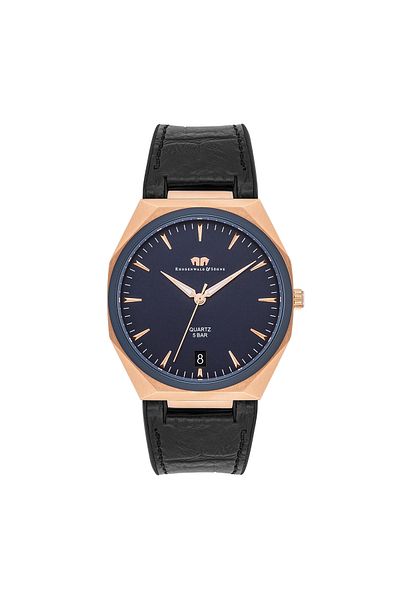 Rhodenwald & Söhne Quarzuhr Herren Quarzuhr roségold Echtleder/Silikon schwarz