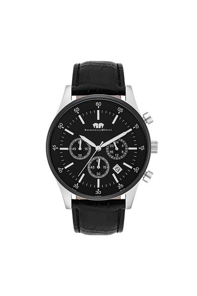 Rhodenwald & Söhne Chronograph Herren Chronograph silber/schwarz Echtleder schwarz