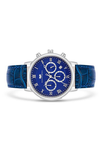 Rhodenwald & Söhne Chronograph Herren Chronograph silber Echtleder blau