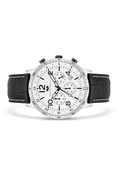 Rhodenwald & Söhne Chronograph Herren Chronograph silber Echtleder schwarz
