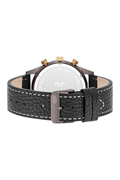 Rhodenwald & Söhne Chronograph Herren Chronograph gelbgold Echtleder schwarz