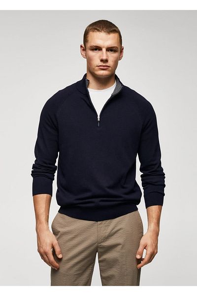 MANGO Man Cotton sweater with zippered collar
