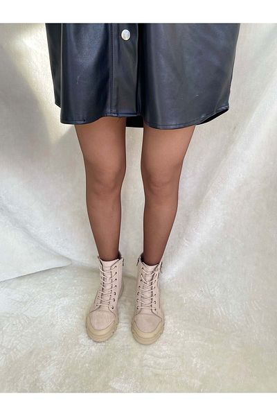 Voyager Γυναικείες μπότες με φερμουάρ Real Nubuck Leather Beige (B8A) Μπεζ