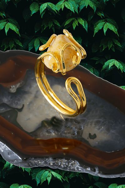 Tesbih Atölyesi Rococo Model Jasper Stone Ring - Adjustable