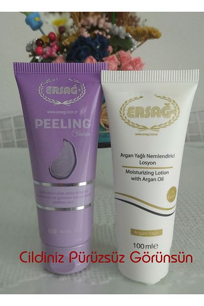 Ersağ Argan Oil Peeling Moisturizing Lotion - 2 Products in One