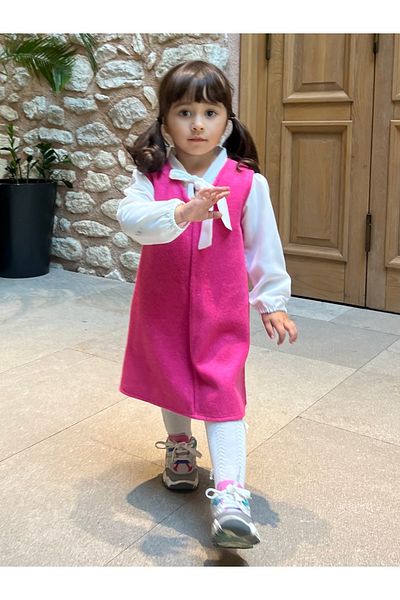 KÜÇÜĞÜM BUTİK Rochie de iarnă cu decolteu în V pentru fetiță Pink Stamp