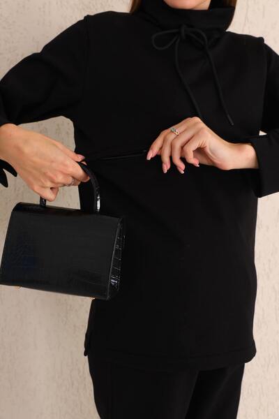 Miss Dünya Lissa Siyah Emzirmeye Uygun Hamile ve Lohusa Eşofman Takımı