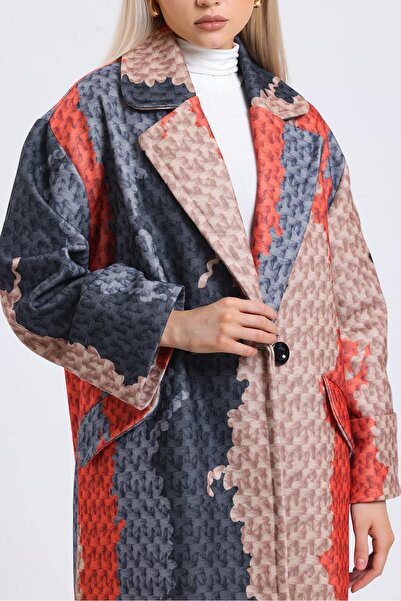 GÜLSEN SARIÇAM Okyanus Dijital Baskılı Kadın Kaban