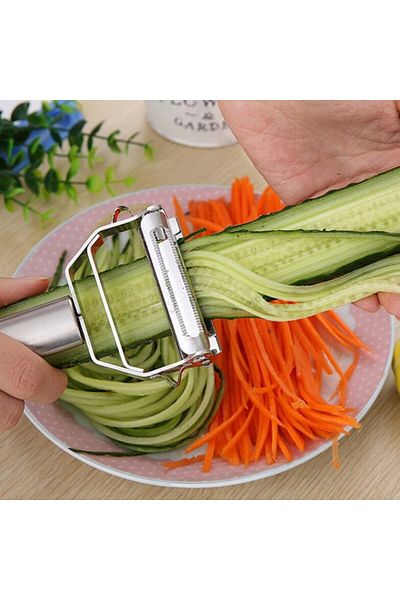 Gülçin Yalçın Practical Peeler Jumbo Size Stainless Steel Turbo Julienne Vegetable and Fruit Peeler