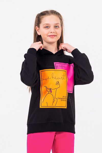 DMB BOYS & GIRLS Пуловер с качулка и дълъг ръкав с щампа за момичета, 9-14 години