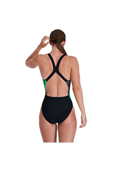 SPEEDO WOMEN'S SWIMSUIT PLMT PBCK AF BLACK/GREY 8-06187C515 YZM