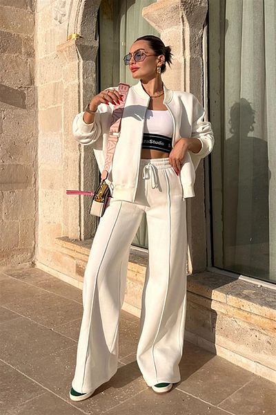 Merkaya Butik Σετ Φούτερ με 3 Κλωστές 100% Βαμβάκι - Λευκό