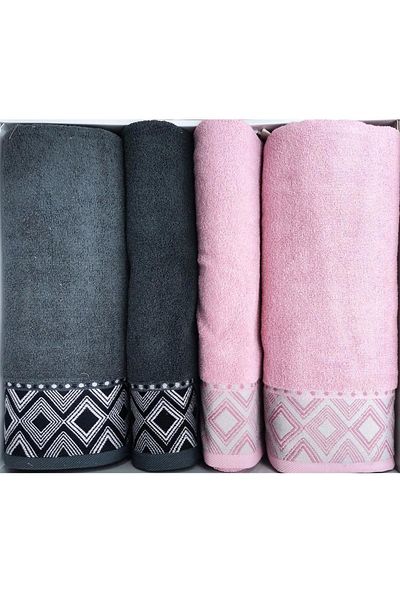 Özdilek Snazzy Best Set (Bath Set) Anthracite-Pink