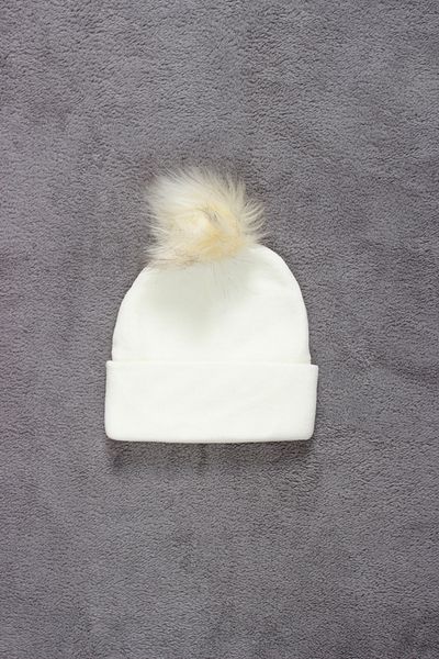 ADABEBEK Unisex Single Pompom Solid Color Knitwear Beret Kids Size