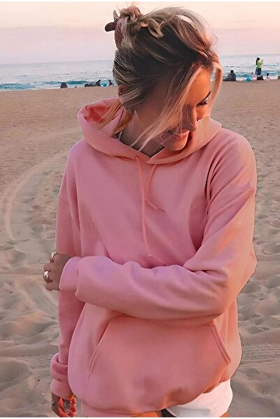 Jooy Company Pink Hooded Basic női pulóver - 3 szálas kapucnis pulóver