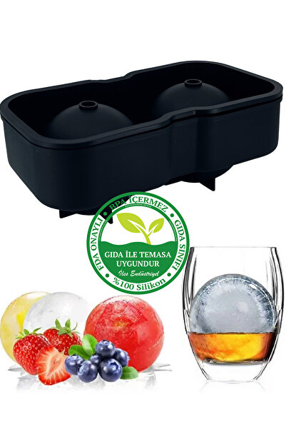 Gurme Chef Büyük Boy Silikon 2 Bölmeli XL Top Buz Kalıbı, Siyah