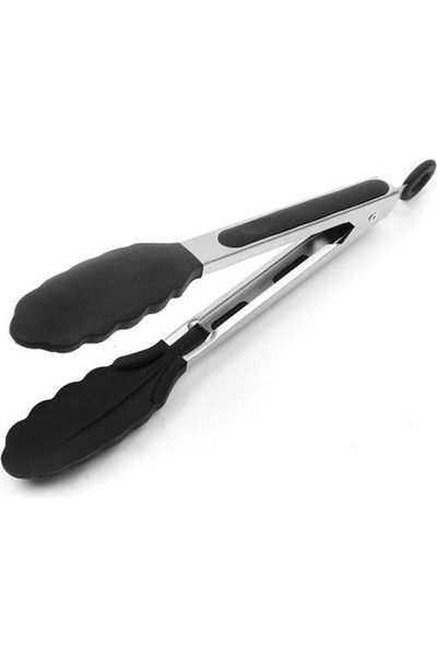 MİEN Mien Metal Handle Silicone Tongs Black
