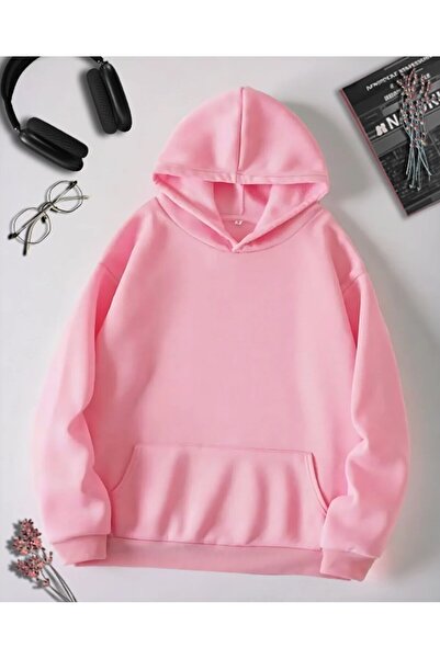 Jooy Company Pink Hooded Basic női pulóver - 3 szálas kapucnis pulóver
