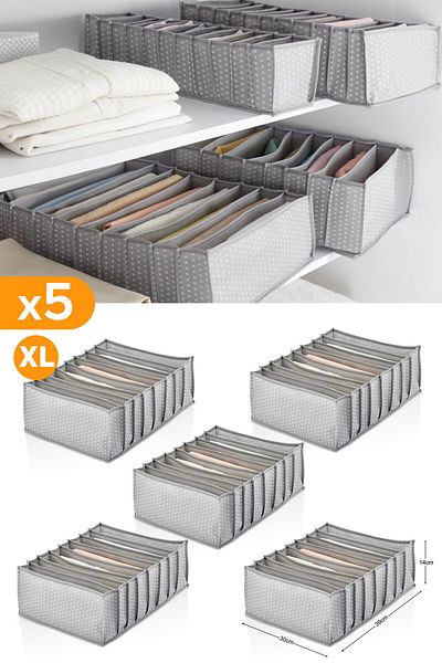 Serstil 5 Pieces 8 Compartments Gray Spotted Drawer Organizer Xlarge
