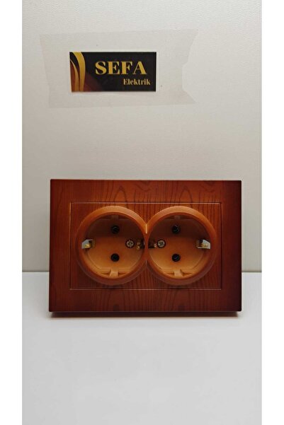 ELBİ İKİLİ SIVA ALTI PRİZ AHŞAP ELBİ MARKA YENİ KİRAZ RENK