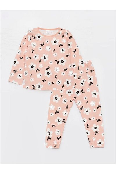 LC Waikiki LCW baby Crew Neck Long Sleeve Printed Baby Girl Pajama Set