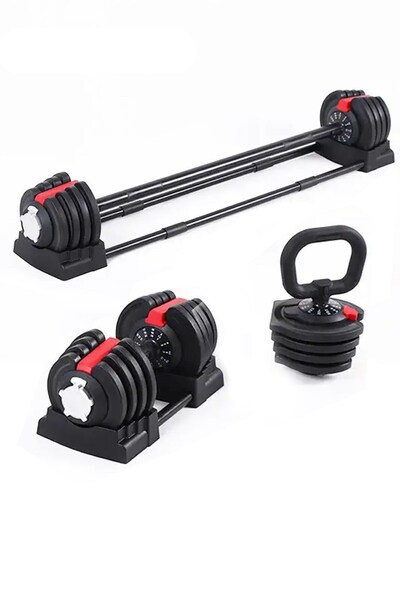 pekial CKSpor Ayarlanabilir 3 In 1 Dumbell Seti Ağırlık Dambıl Halter Set Ket...