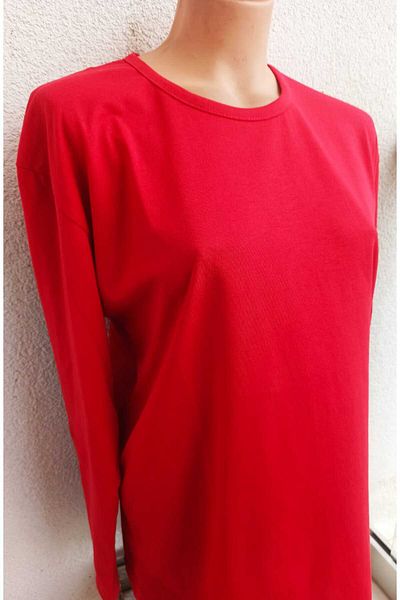 Noname Tricou Balanne din bumbac, cu mânecă lungă, din bumbac pieptănat, de culoare uni, pentru femei de vârstă mijlocie și peste