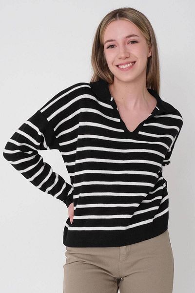 SARİTA MODA Pulover din tricotaj cu dungi și guler polo