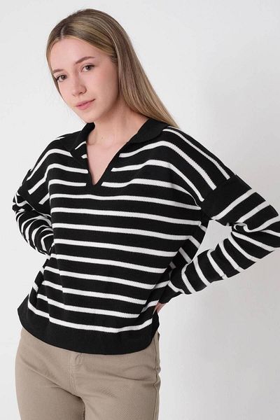 SARİTA MODA Pulover din tricotaj cu dungi și guler polo