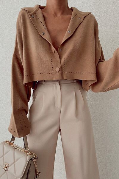 My love butik Cardigan crop cu detaliu snap