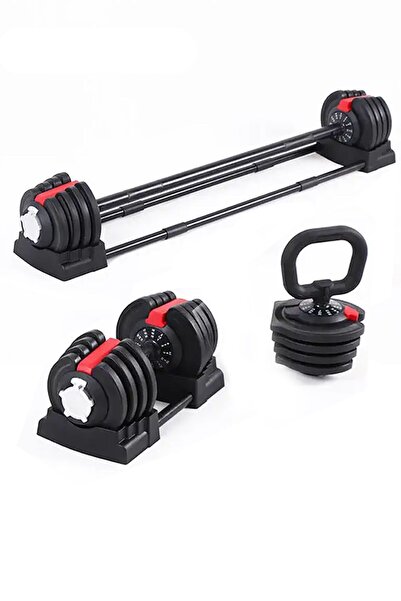 pekial CKSpor Ayarlanabilir 3 In 1 Dumbell Ağırlık Seti Dambıl Halter Set Ket...